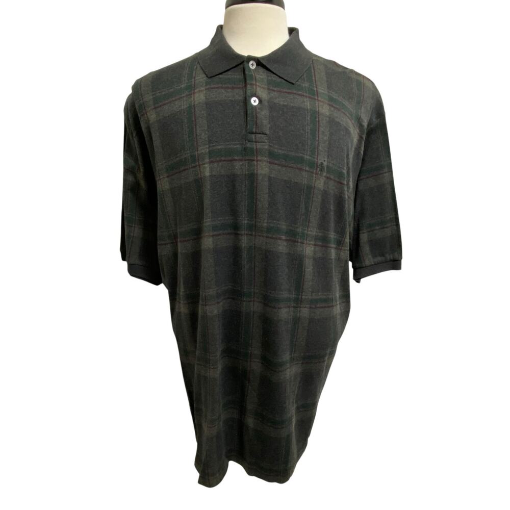 Ralph Lauren Polo XL Mens Gray Green Windowpane Short Sleeves Pima Cotton Golf